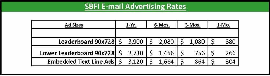 SBFI EMail Advertising Rates